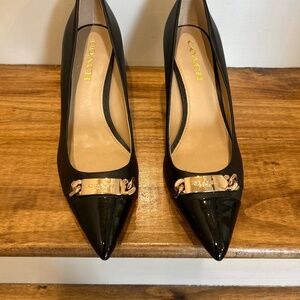 Coach Bowery Patten Leather Kitten Heels Size 9